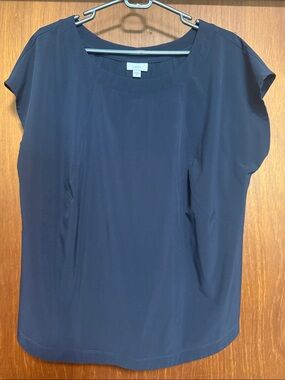 J. Jill Navy Scoop Neck Cap-Sleeve Top
